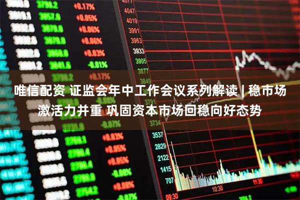 唯信配资 证监会年中工作会议系列解读 | 稳市场激活力并重 巩固资本市场回稳向好态势