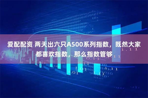 爱配配资 两天出六只A500系列指数，既然大家都喜欢指数，那么指数管够