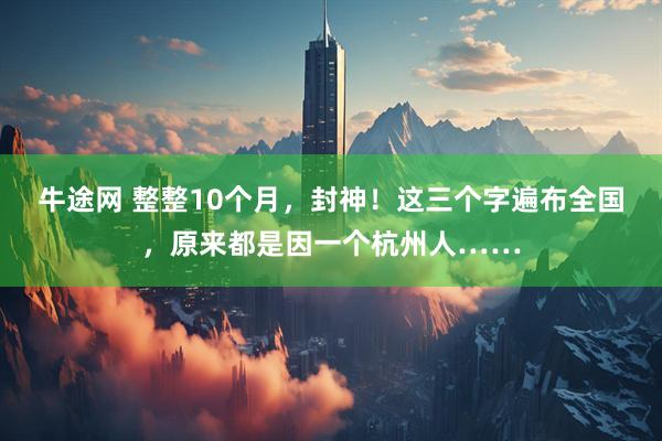 牛途网 整整10个月，封神！这三个字遍布全国，原来都是因一个杭州人……